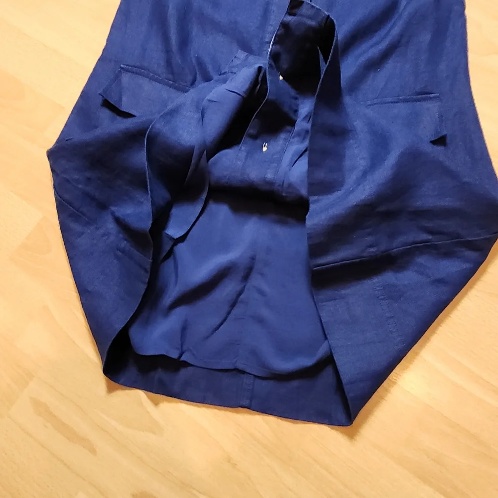 NWT J. Crew‎ 100% Linen Blue Sleeveless Button Shift Mini Dress Size XS - Picture 8 of 15